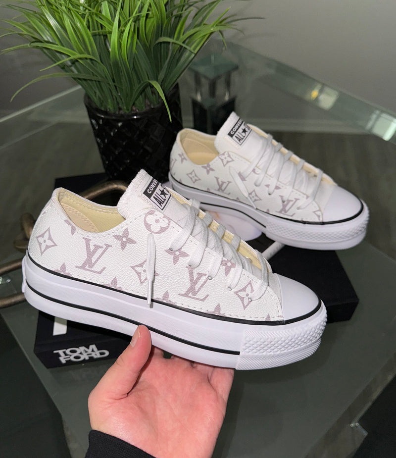 Hand Painted Custom White Platform Converse Sneakers-shecustomize