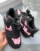 Hand Painted Distressed Black Pink Custom Air Force 1-shecustomize