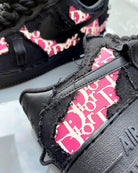 Hand Painted Distressed Black Pink Custom Air Force 1-shecustomize