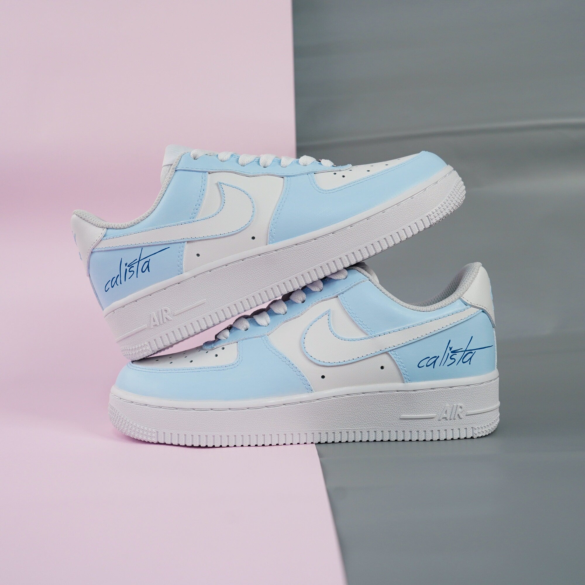 Baby Blue Air Force 1s Custom Shoes Sneakers-shecustomize
