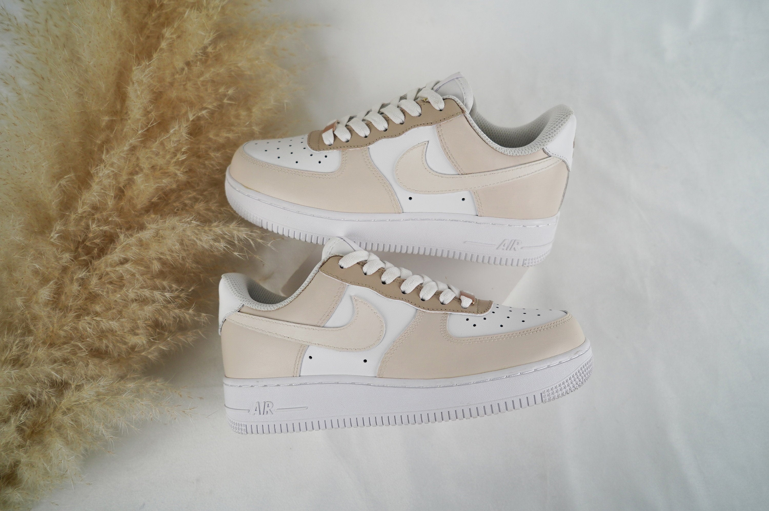 Beige Air Force 1s Custom Shoes Sneakers-shecustomize