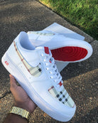 Custom Hand Painted Plaid Air Force 1 with Red Sole-shecustomize