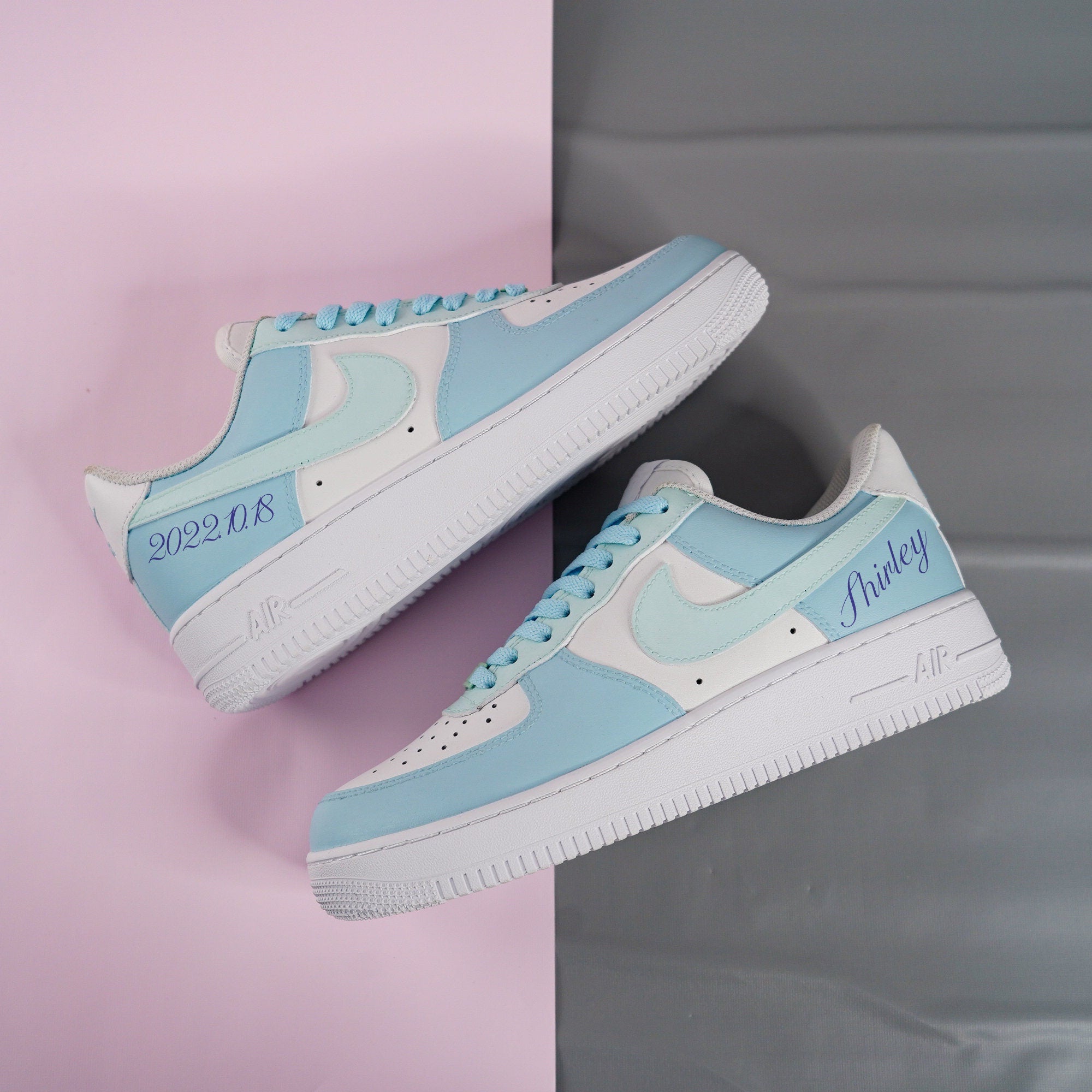 Blue Air Force 1s Custom Shoes Sneakers-shecustomize