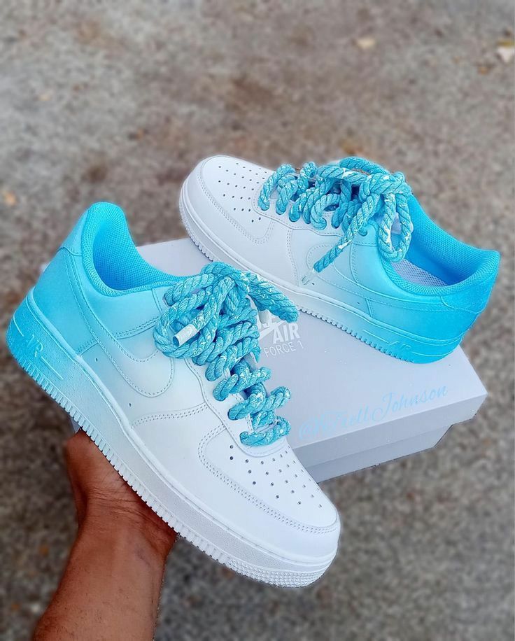 Hand Painted Sky Blue Gradient Custom Air Force 1 Sneakers-shecustomize