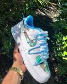 Hand Painted Blue Floral Custom Air Force 1 Sneakers-shecustomize