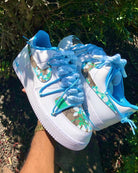Hand Painted Blue Floral Custom Air Force 1 Sneakers-shecustomize