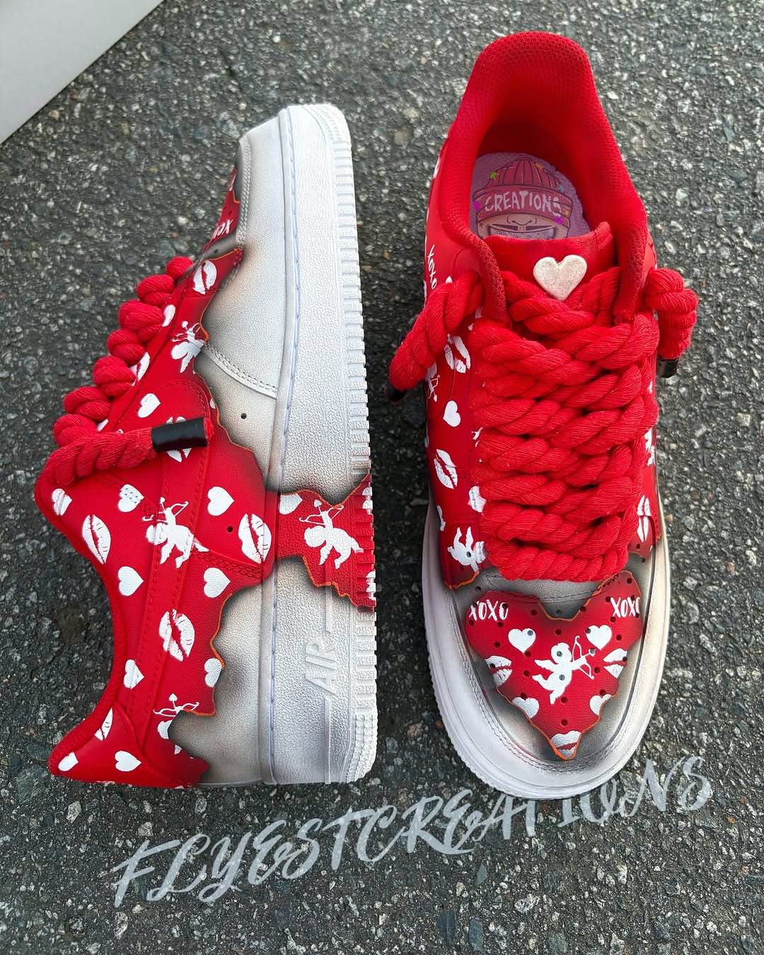Hand Painted Custom Air Force 1 Red Cupid Sneakers-shecustomize