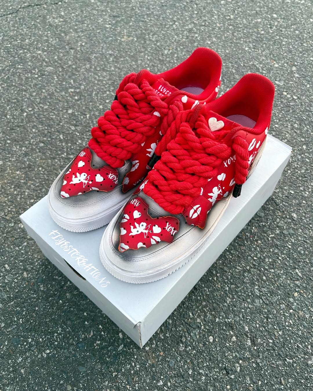 Hand Painted Custom Air Force 1 Red Cupid Sneakers-shecustomize