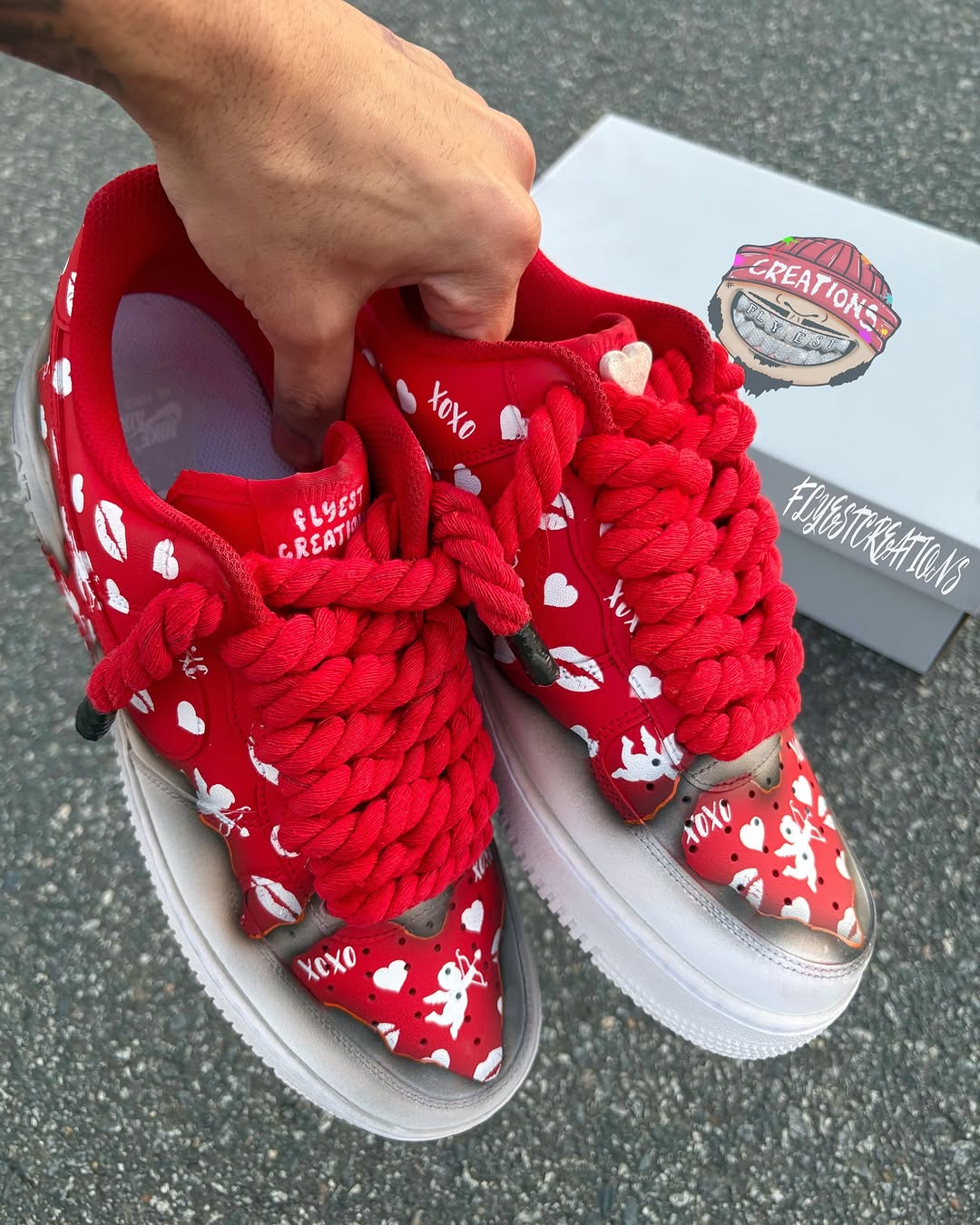 Hand Painted Custom Air Force 1 Red Cupid Sneakers-shecustomize