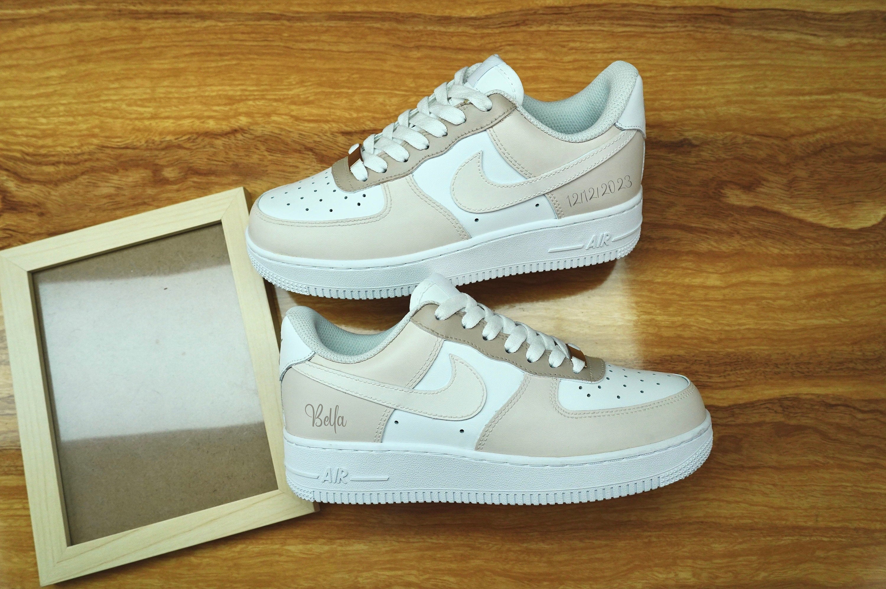 Beige Brown Air Force 1s Custom Shoes Sneakers-shecustomize