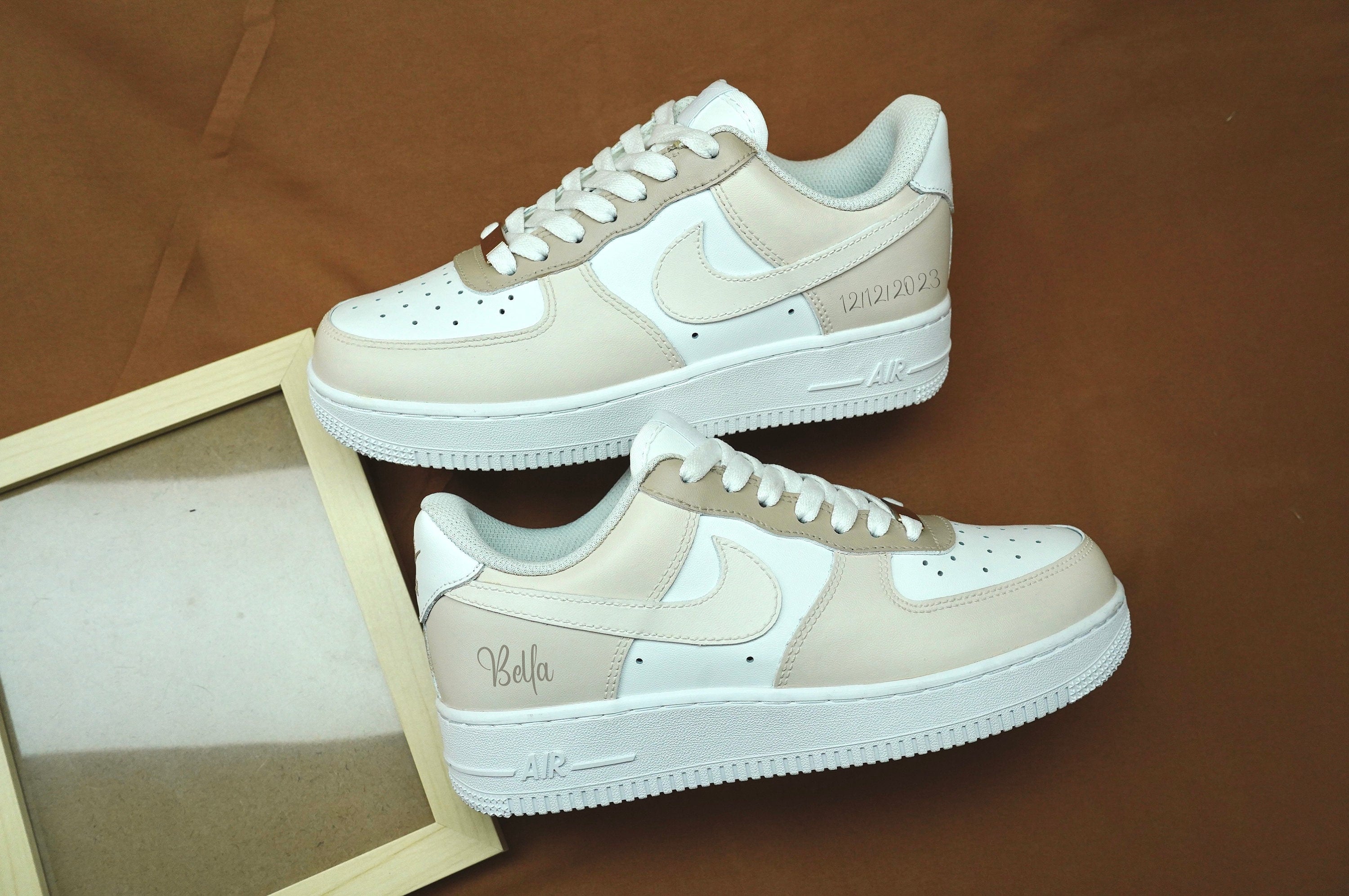 Beige Brown Air Force 1s Custom Shoes Sneakers-shecustomize