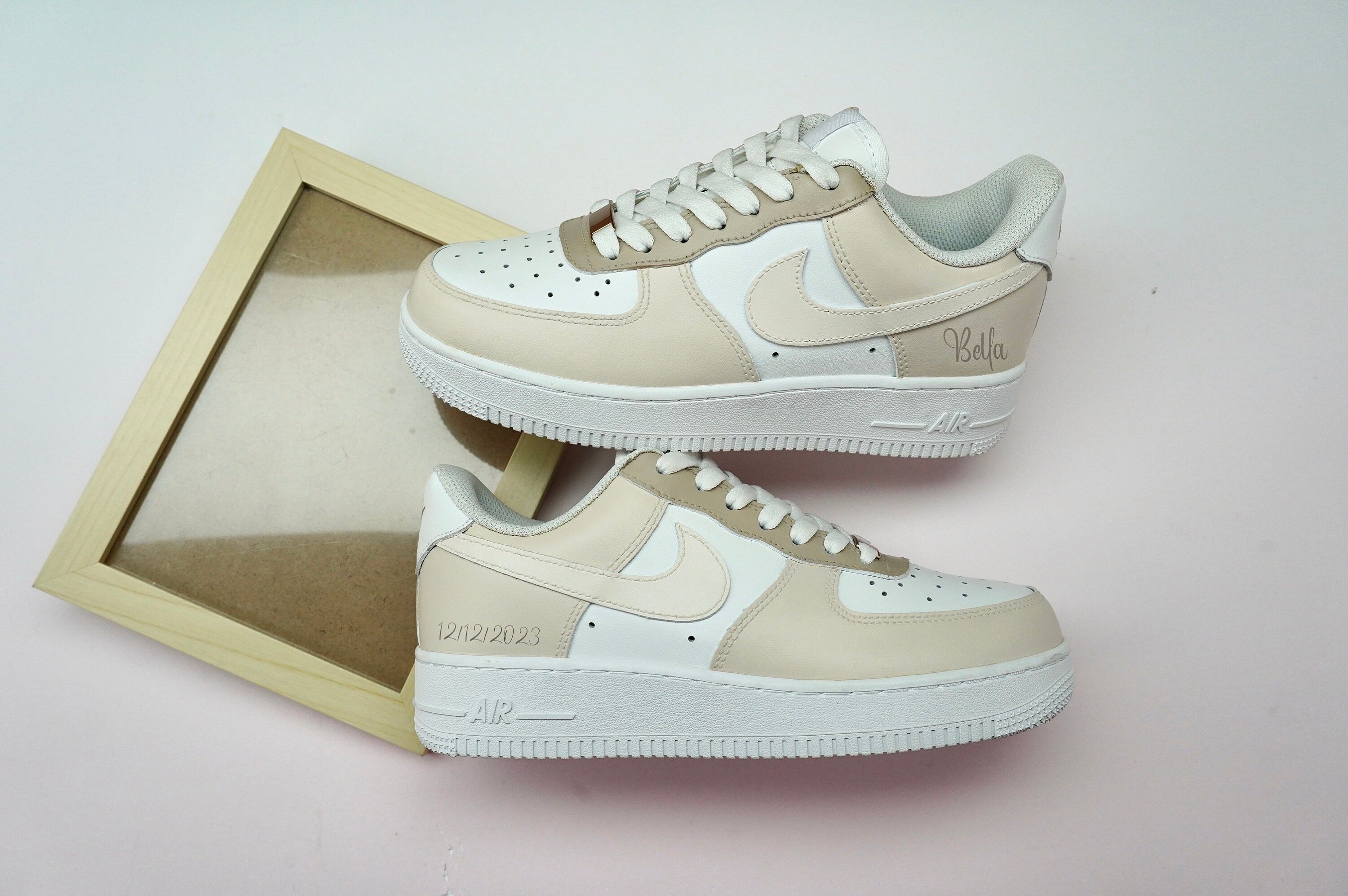 Beige Brown Air Force 1s Custom Shoes Sneakers-shecustomize