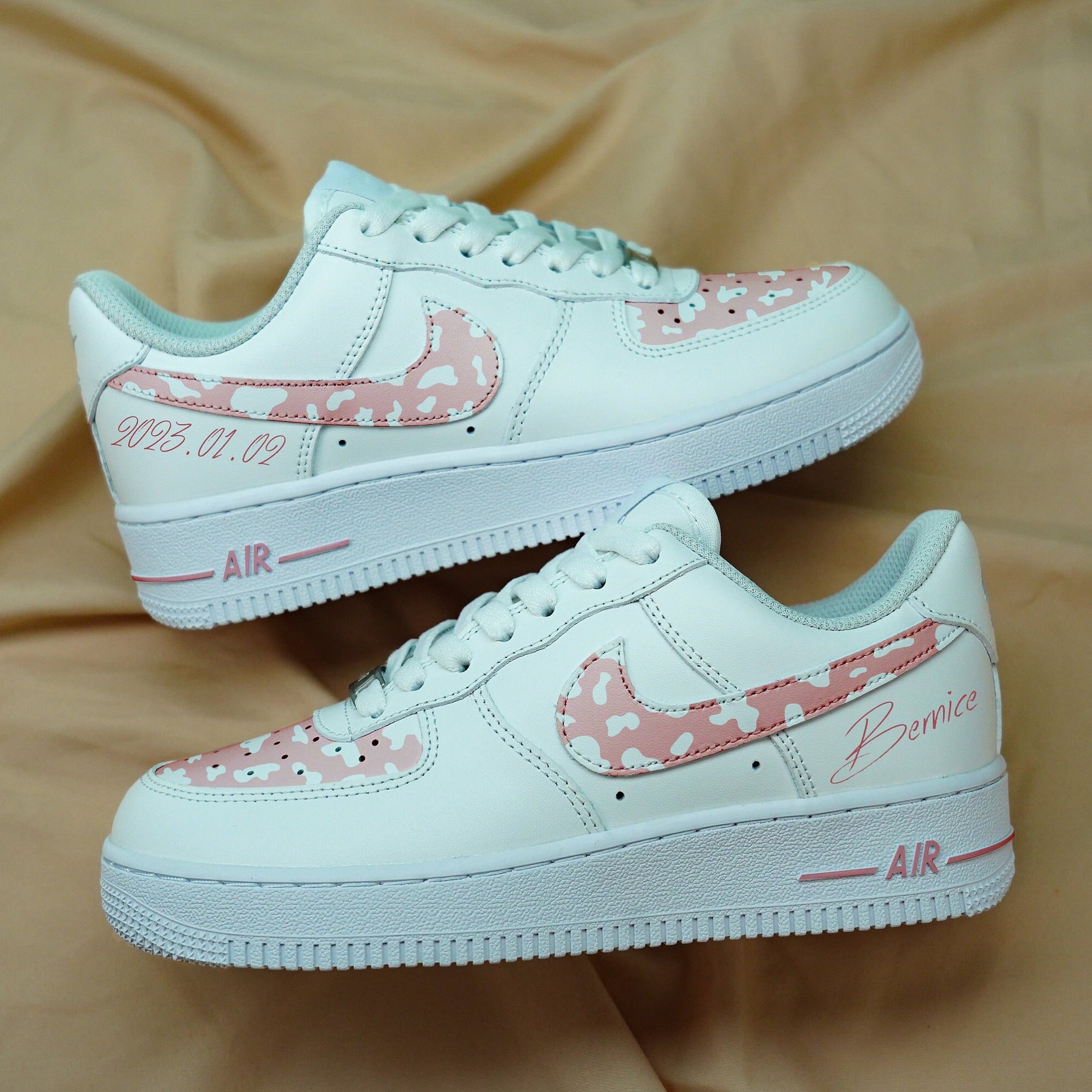 Pink Cow Print Air Force 1s Custom Shoes Sneakers-shecustomize