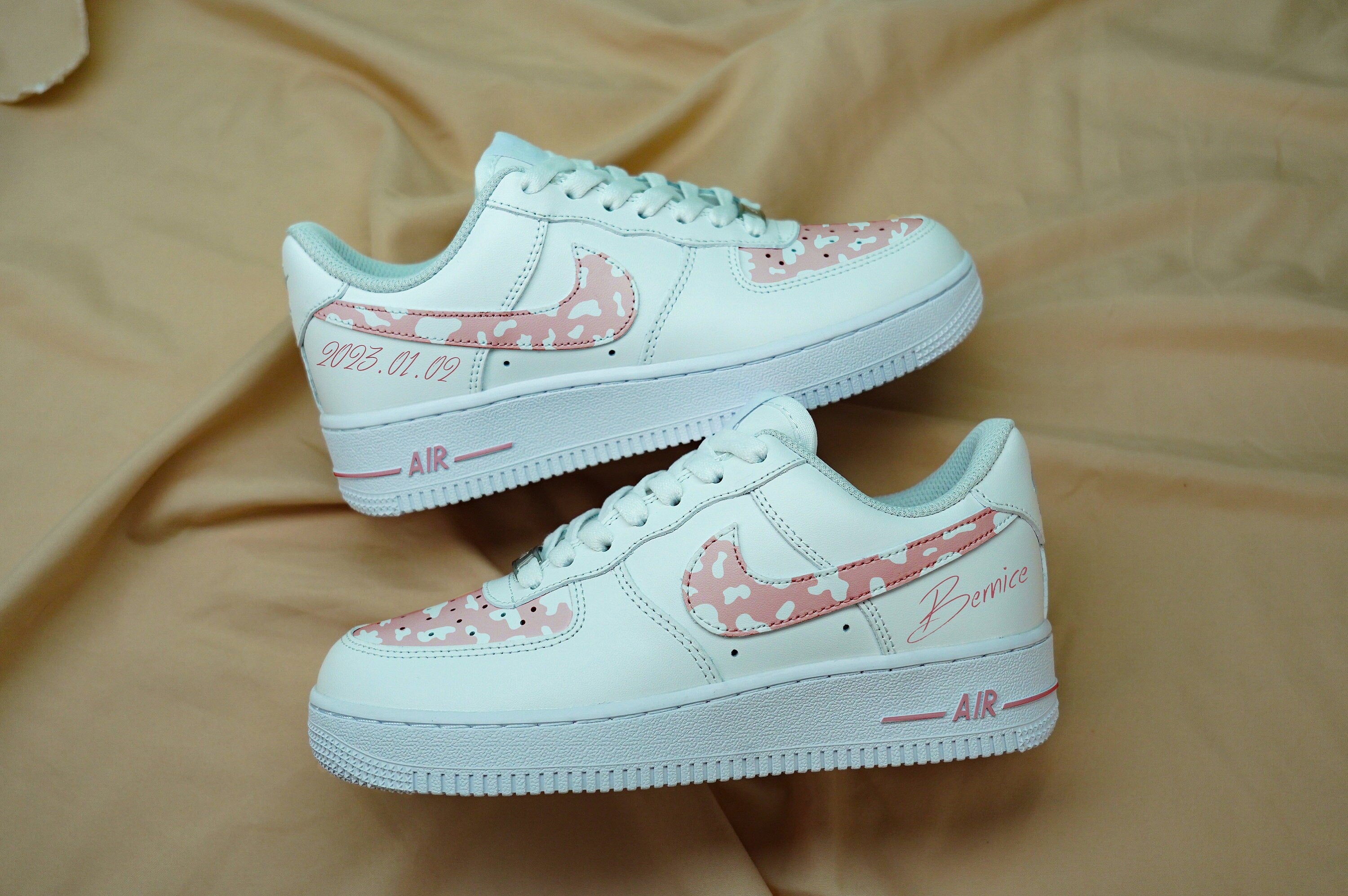 Pink Cow Print Air Force 1s Custom Shoes Sneakers-shecustomize