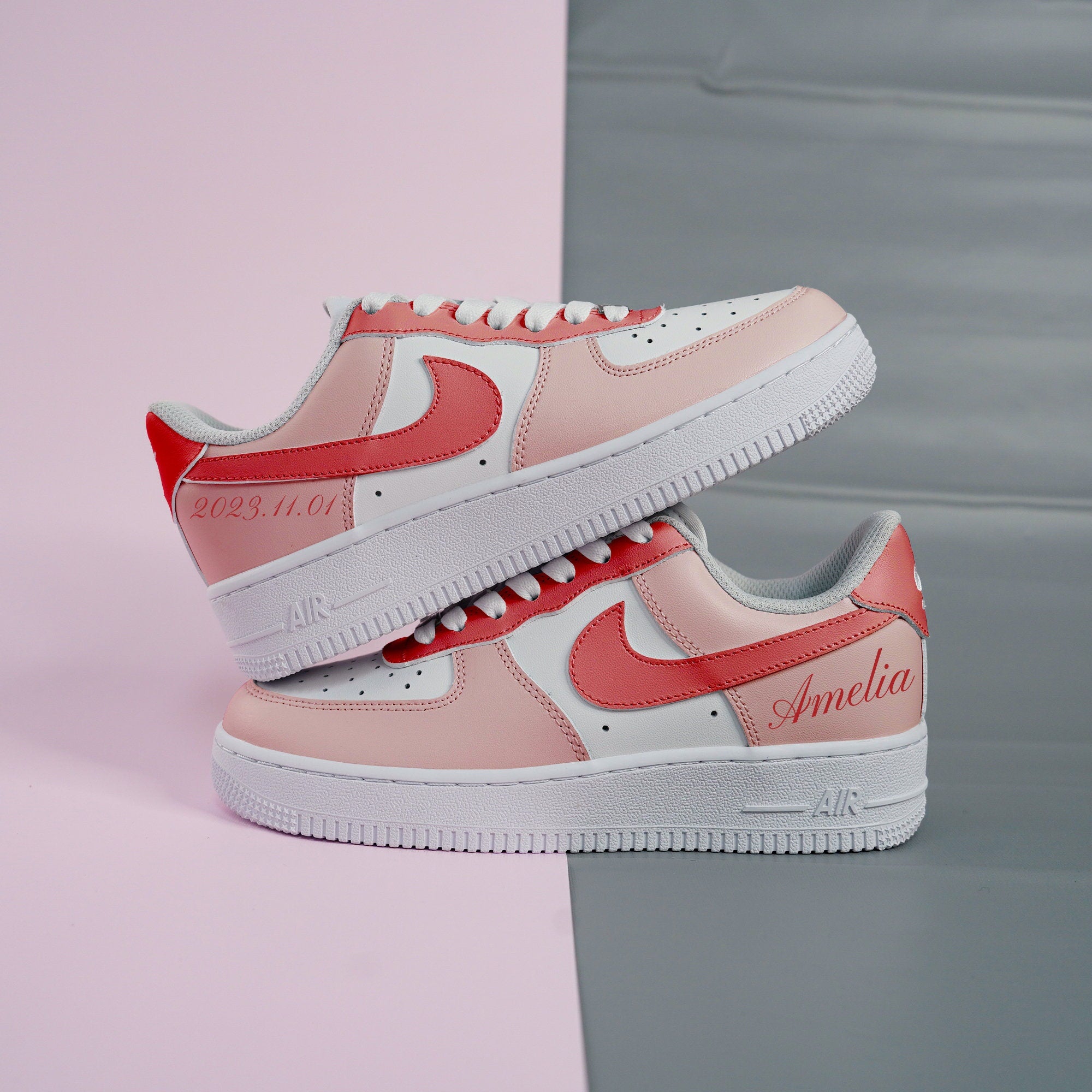 Pink Red Air Force 1s Custom Shoes Sneakers-shecustomize