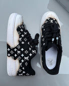Hand Painted Custom Air Force 1 Black Monogram Sneakers-shecustomize