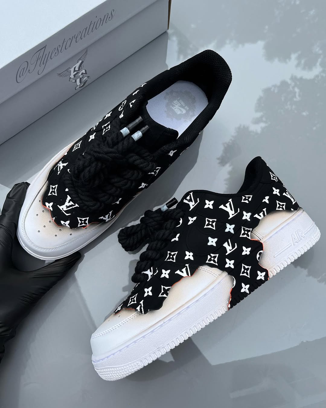 Hand Painted Custom Air Force 1 Black Monogram Sneakers-shecustomize