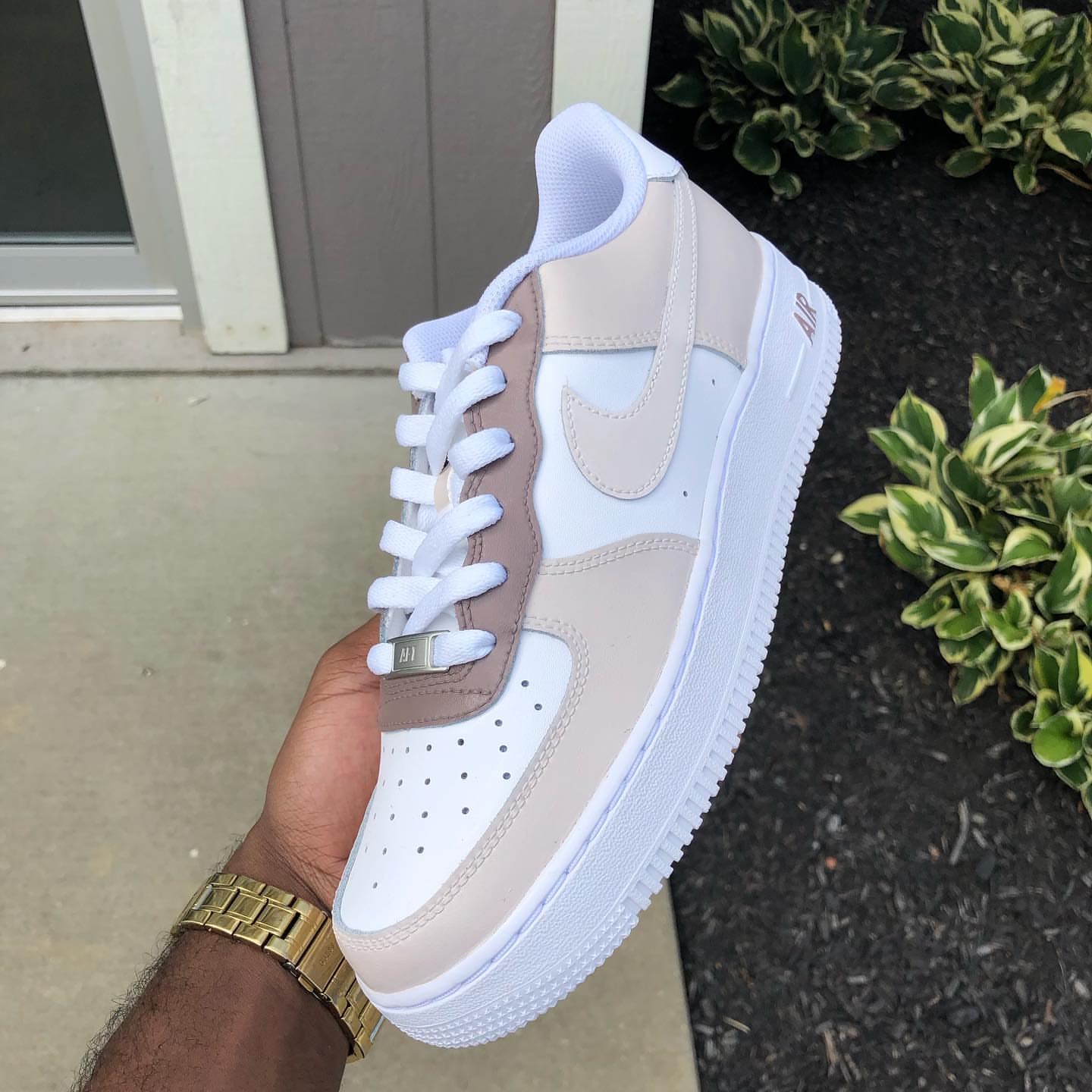 Hand Painted Mocha Beige Custom Air Force 1 Sneakers-shecustomize