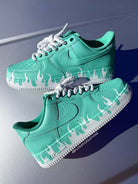 Hand Painted Mint Green Flame Custom Air Force 1 Sneakers-shecustomize