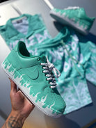 Hand Painted Mint Green Flame Custom Air Force 1 Sneakers-shecustomize