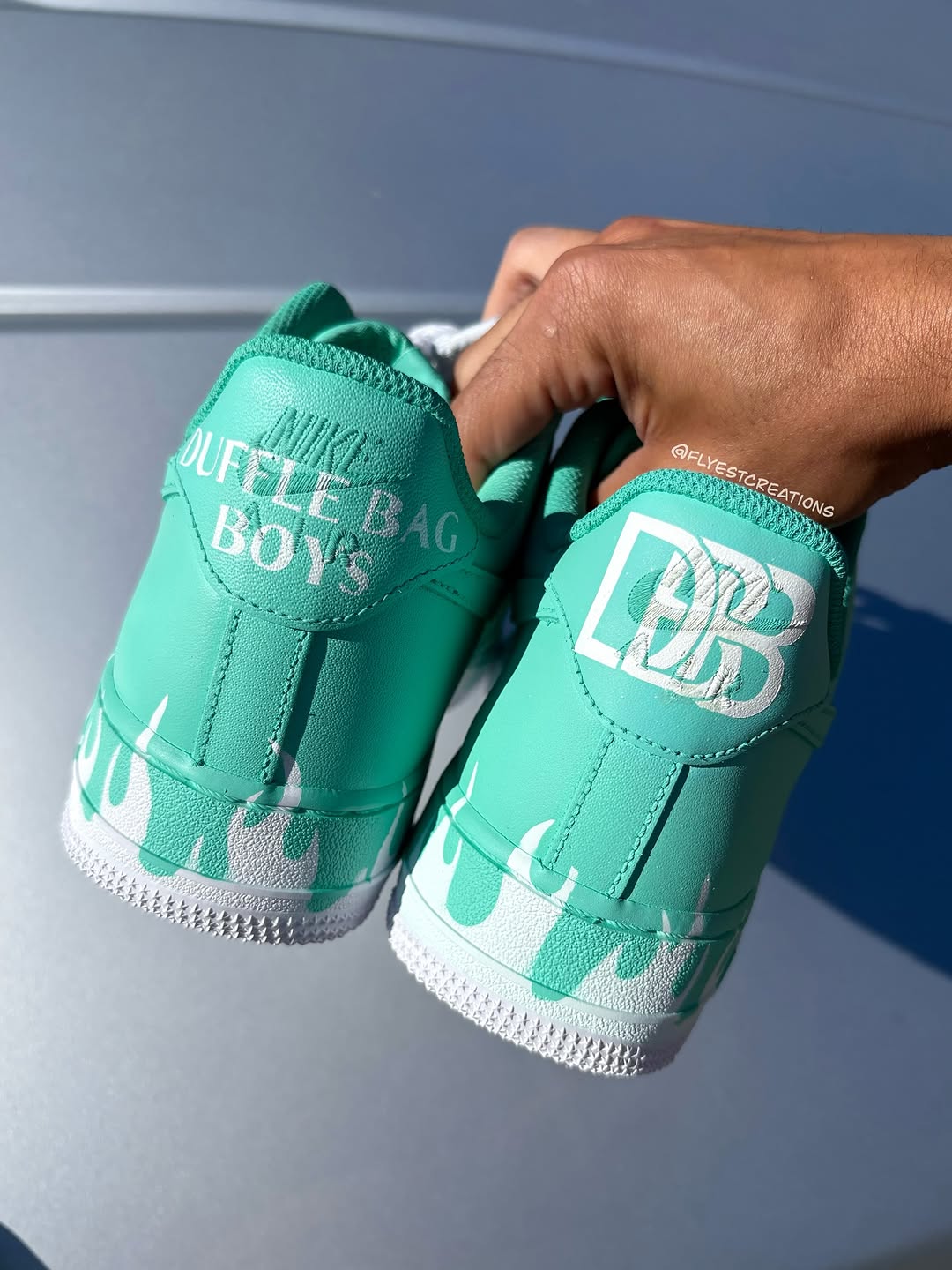Hand Painted Mint Green Flame Custom Air Force 1 Sneakers-shecustomize