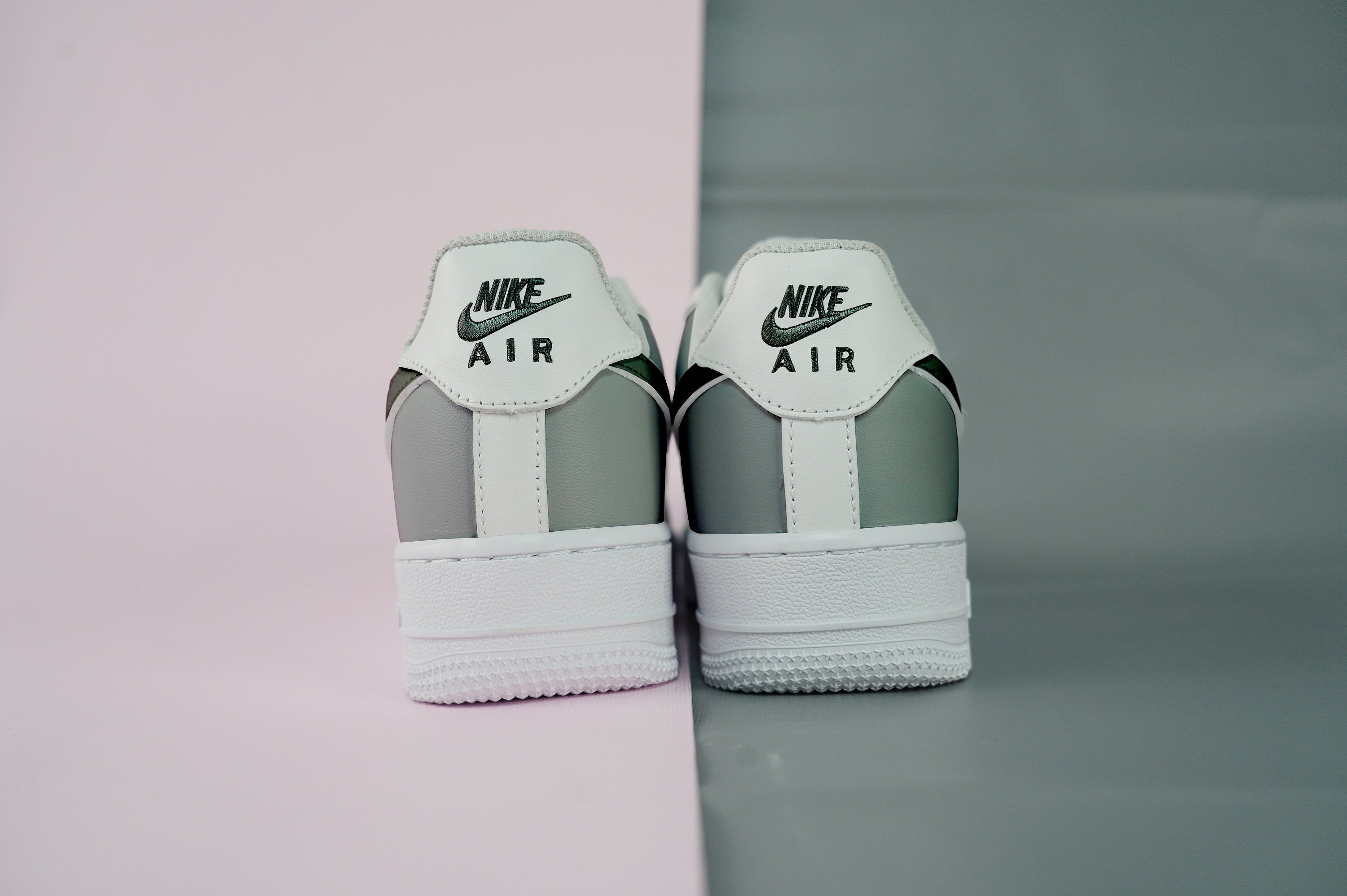 Gray Black Air Force 1s Custom Shoes Sneakers-shecustomize