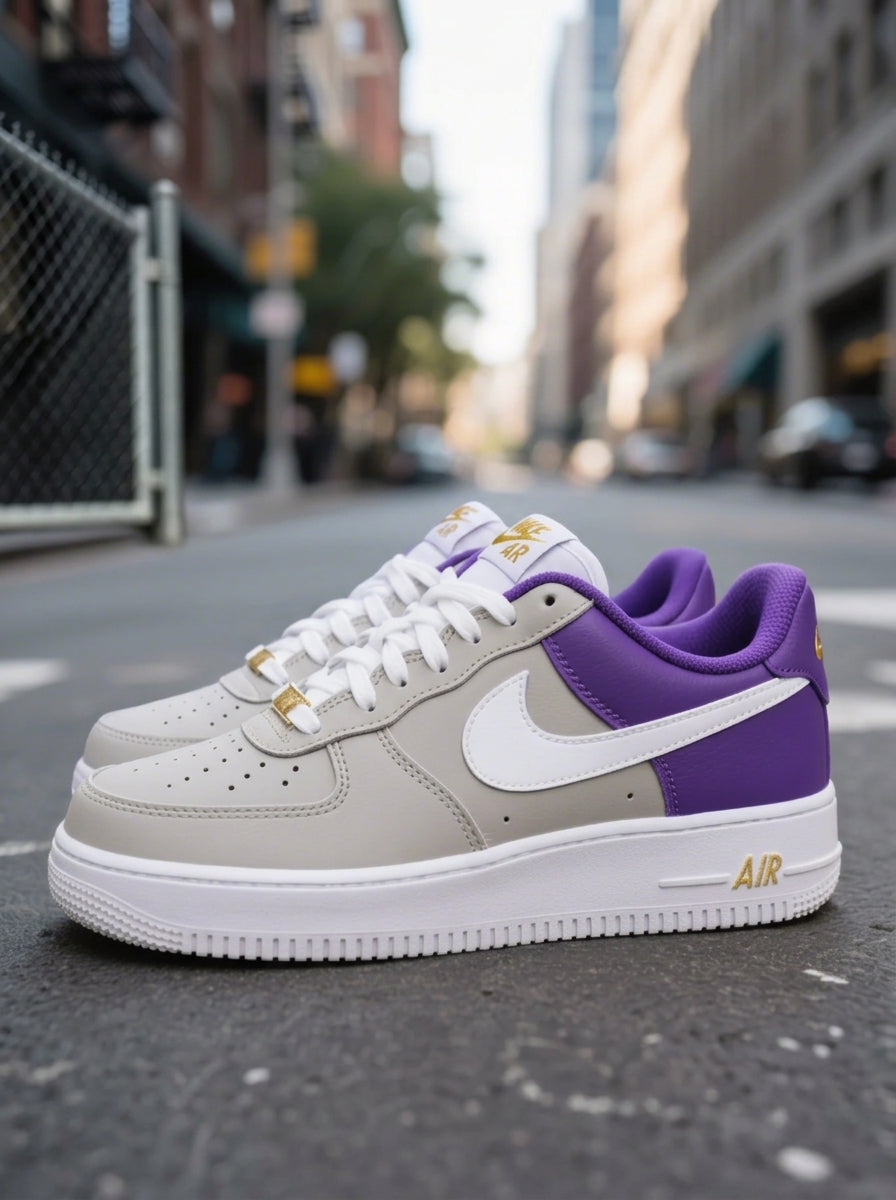 Gray Blue White Custom Air Force 1-shecustomize