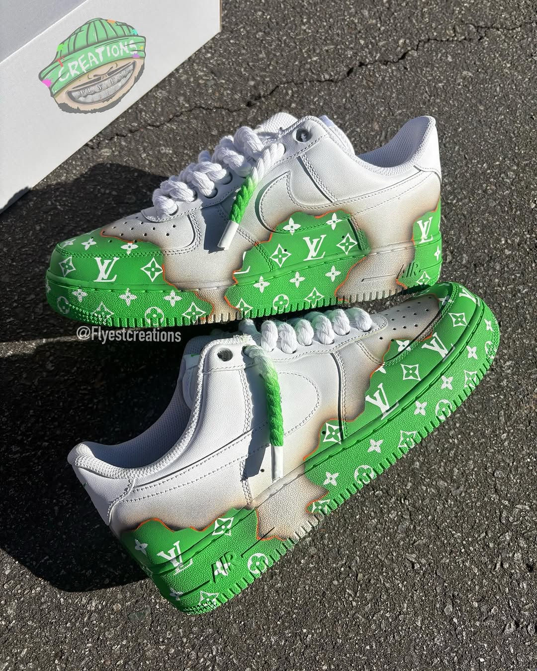Hand Painted Green Custom Air Force 1 Sneakers-shecustomize