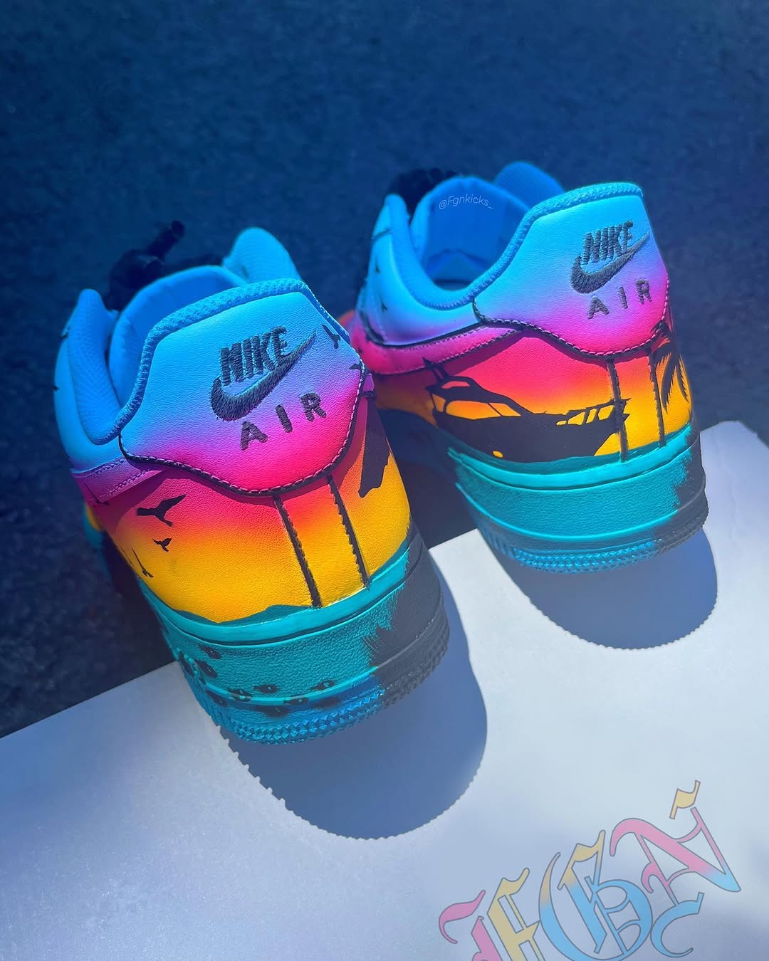 Hand Painted Sunset Beach Custom Air Force 1 Sneakers-shecustomize