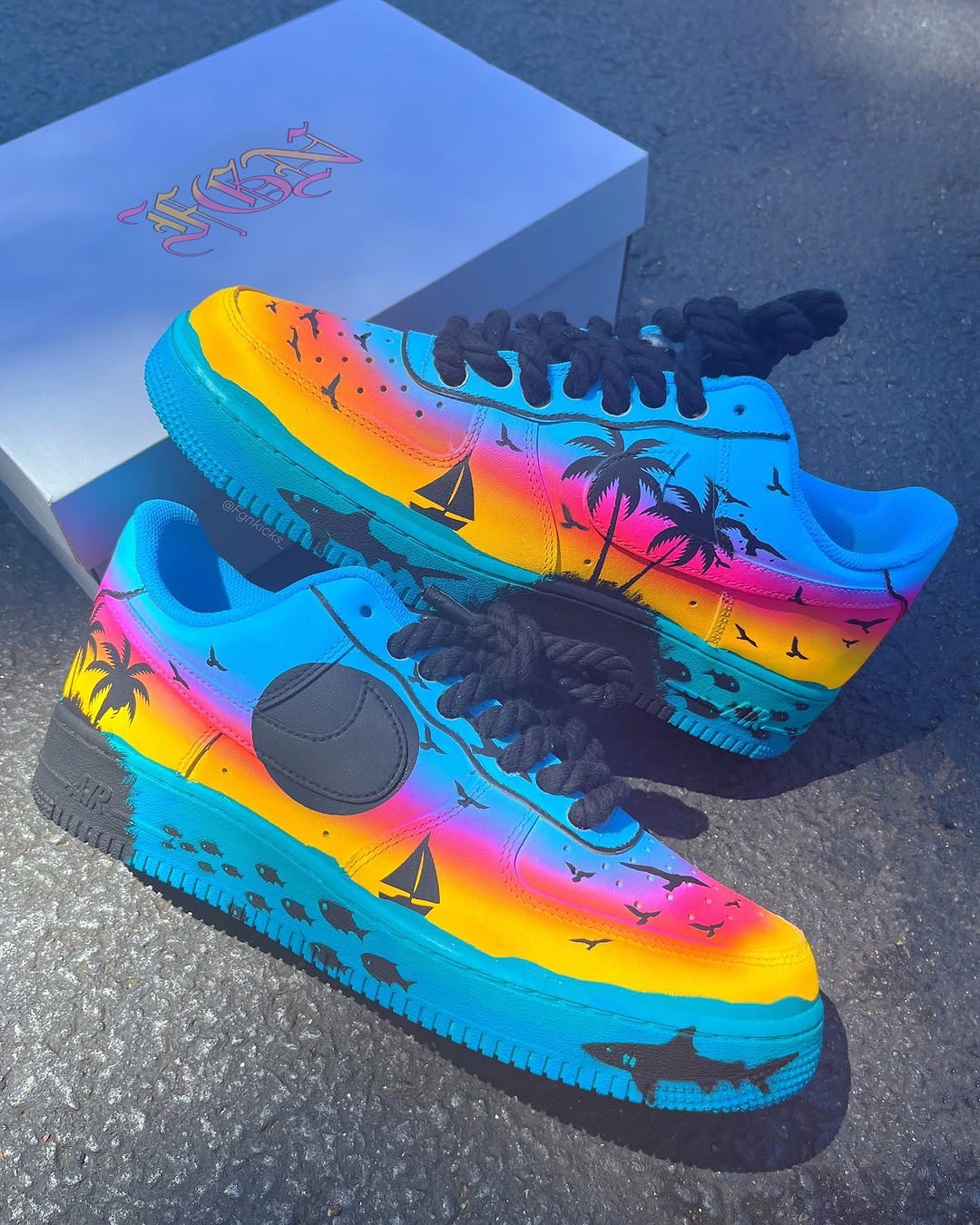 Hand Painted Sunset Beach Custom Air Force 1 Sneakers-shecustomize