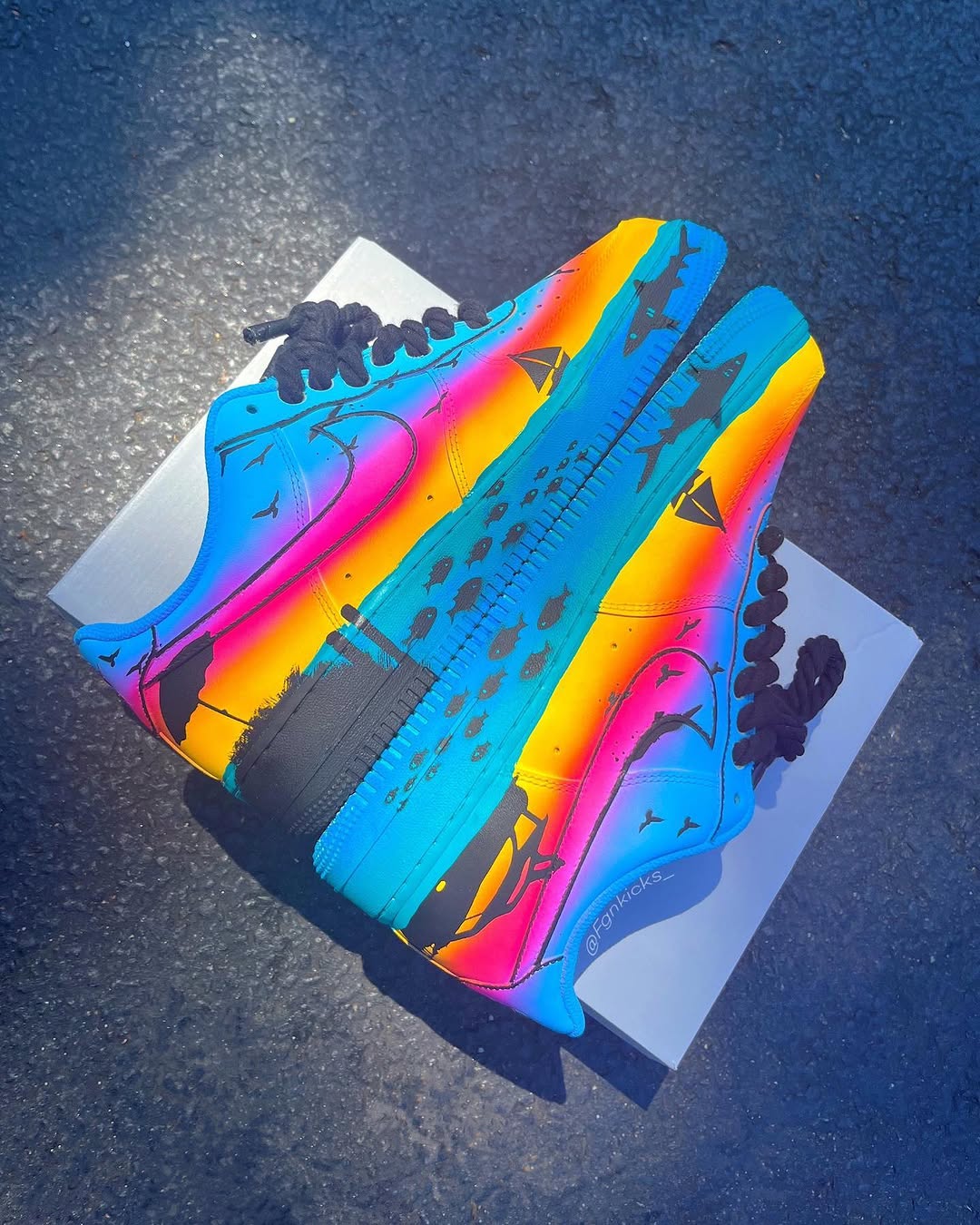 Hand Painted Sunset Beach Custom Air Force 1 Sneakers-shecustomize