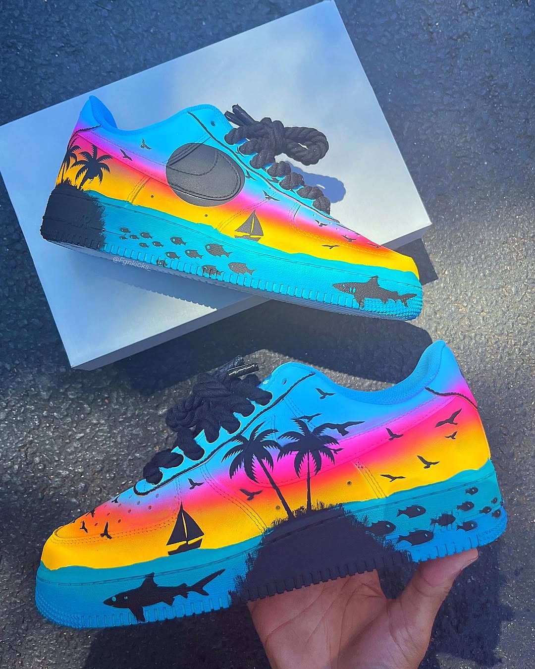 Hand Painted Sunset Beach Custom Air Force 1 Sneakers-shecustomize