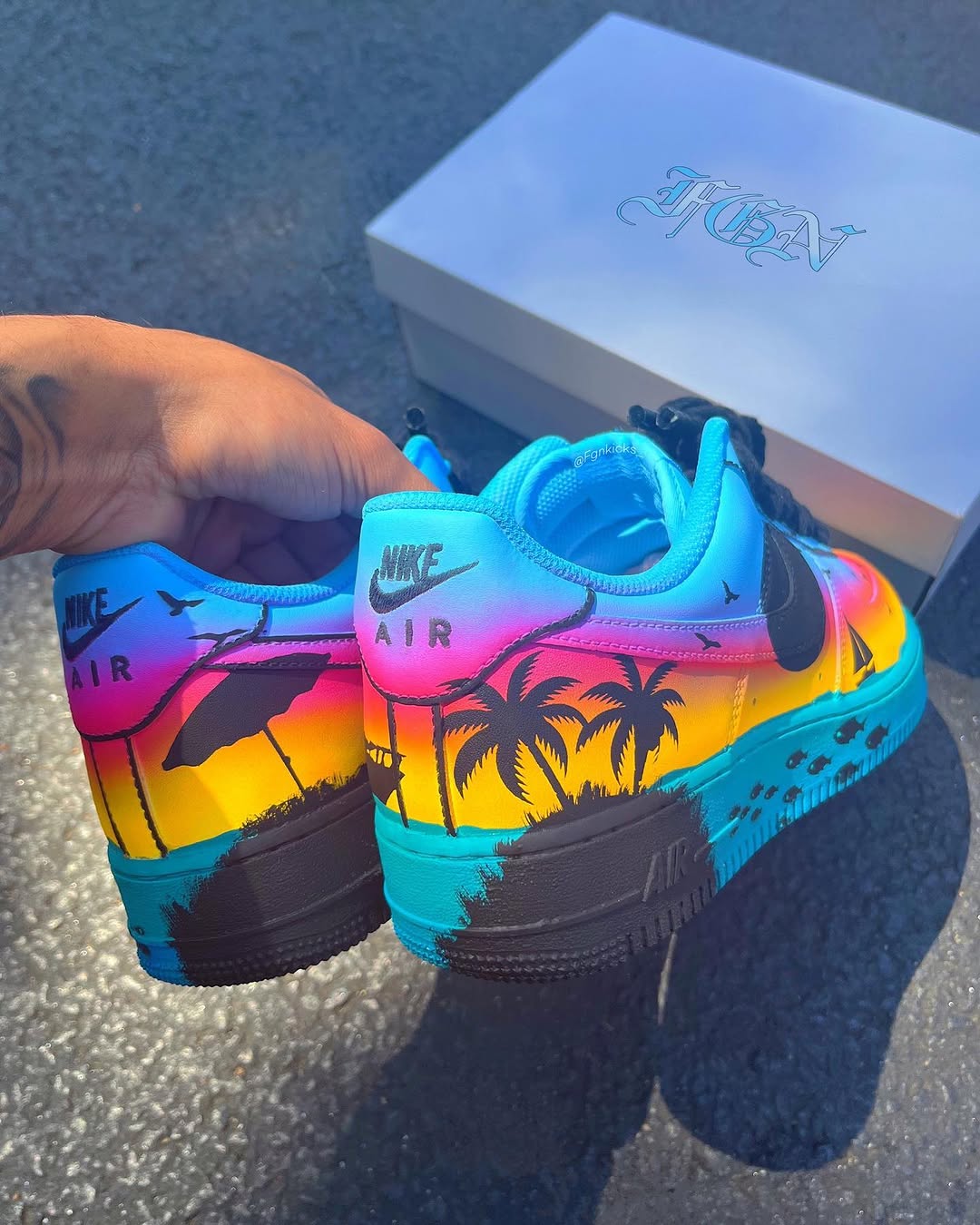 Hand Painted Sunset Beach Custom Air Force 1 Sneakers-shecustomize