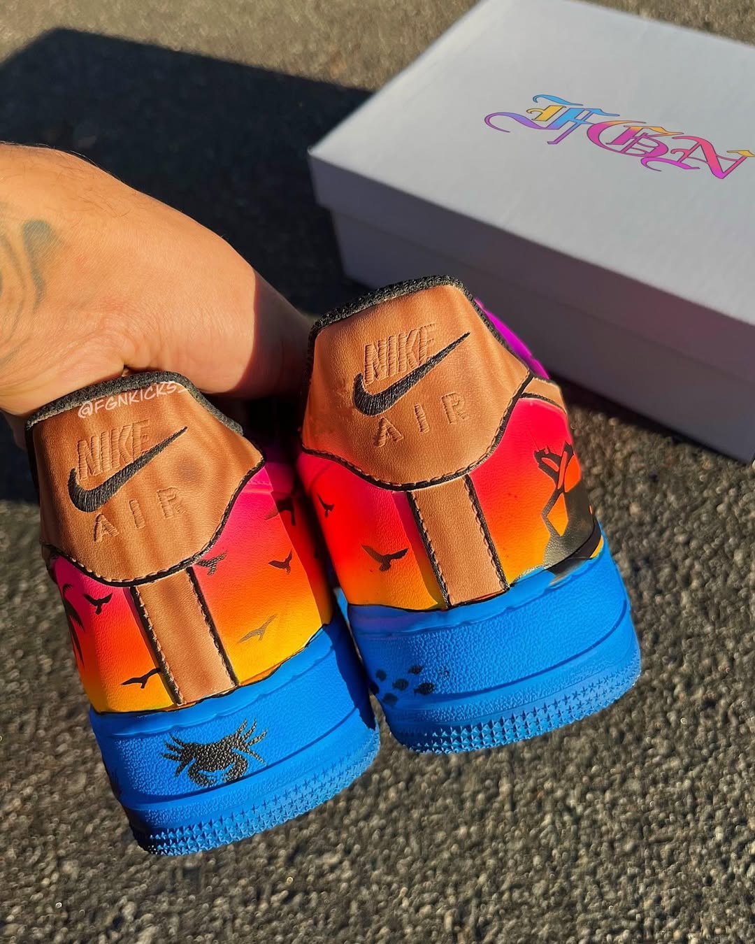 Hand Painted Tropical Sunset Custom Air Force 1-shecustomize