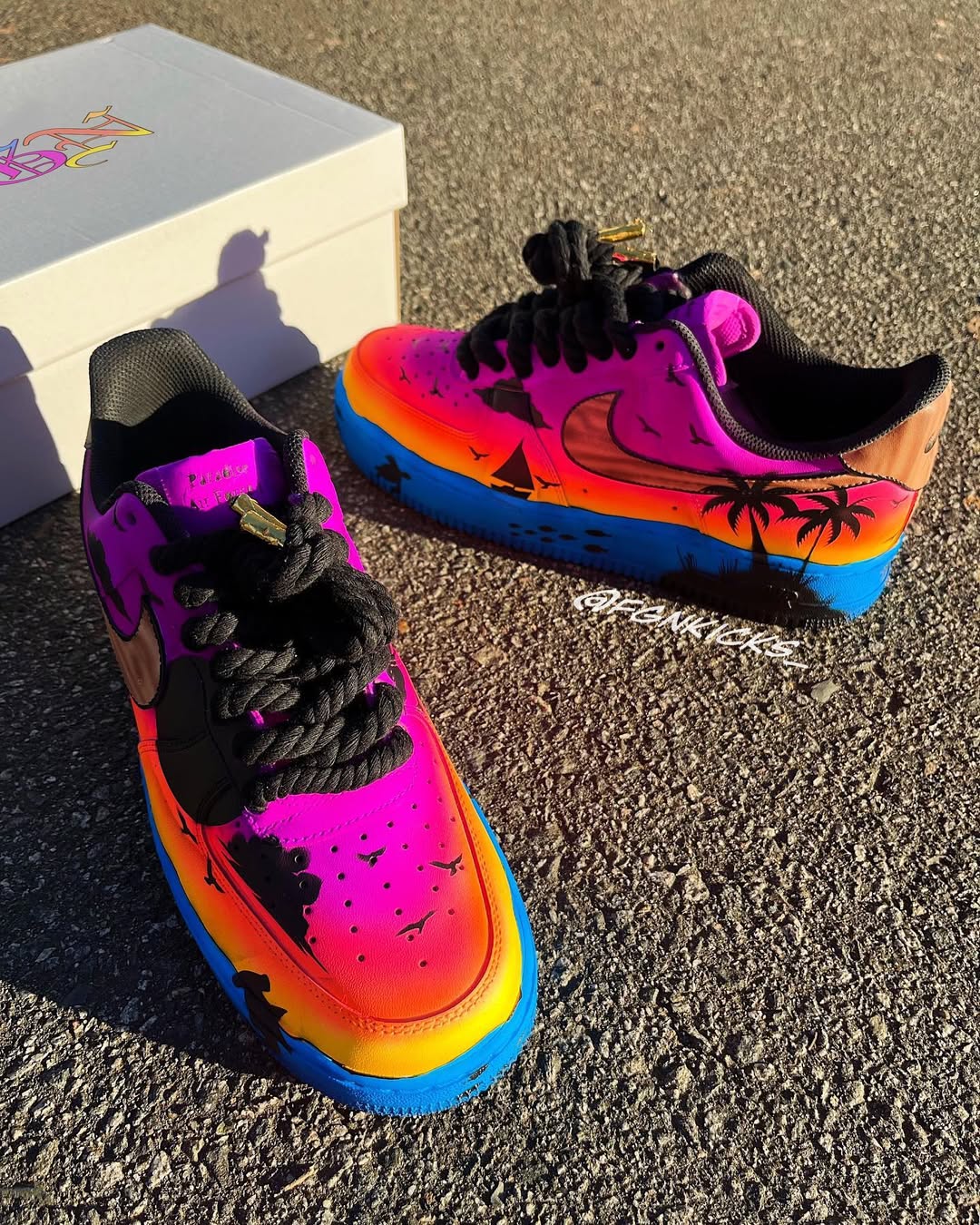 Hand Painted Tropical Sunset Custom Air Force 1-shecustomize