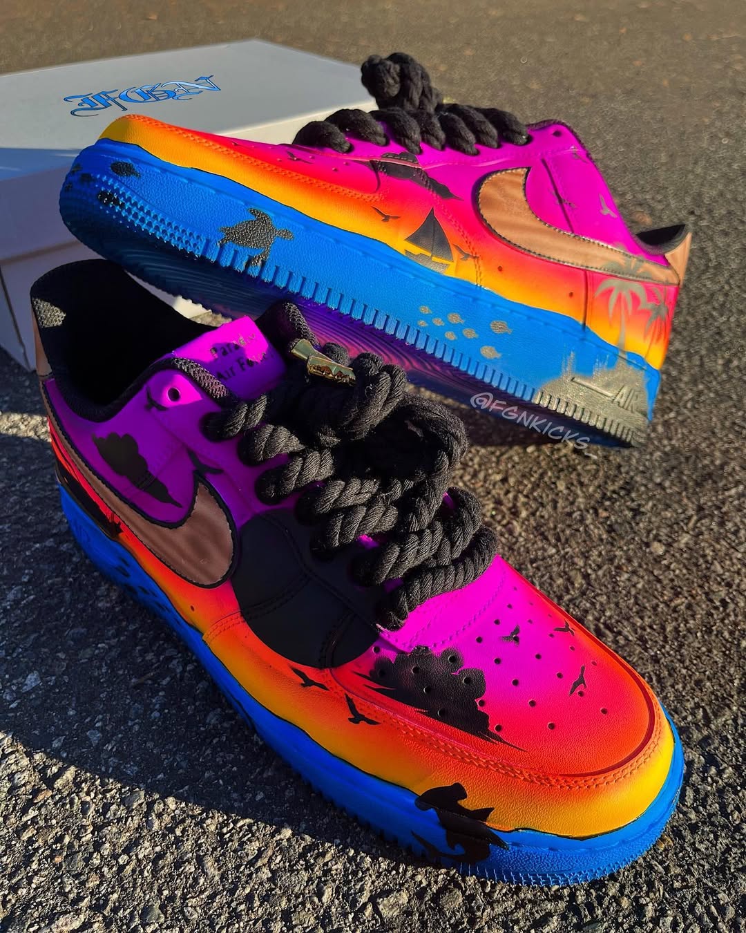 Hand Painted Tropical Sunset Custom Air Force 1-shecustomize