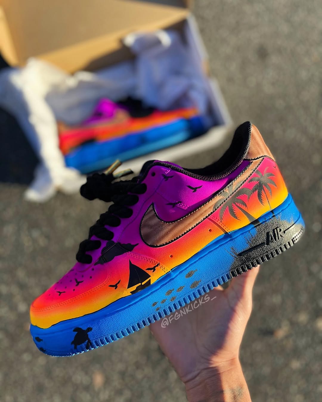 Hand Painted Tropical Sunset Custom Air Force 1-shecustomize