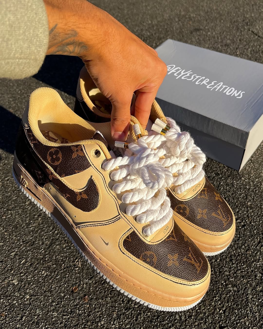 Hand Painted Custom Tan Air Force 1 Sneakers-shecustomize