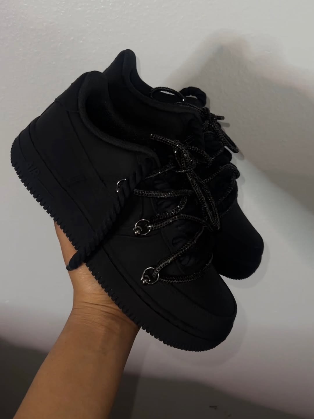 Custom Hand Painted All Black Air Force 1 Sneakers-shecustomize