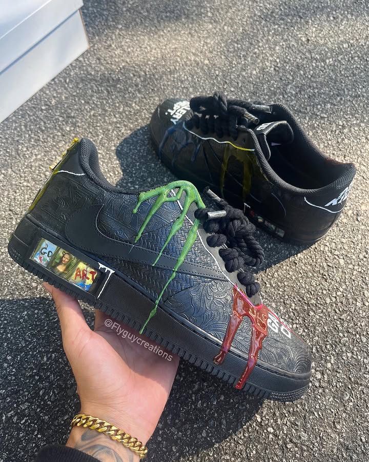 Hand Painted Black Drip Custom Air Force 1 Sneakers-shecustomize