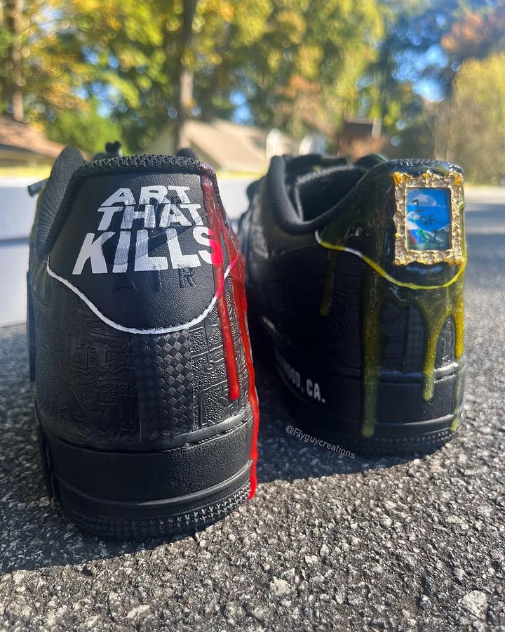 Hand Painted Black Drip Custom Air Force 1 Sneakers-shecustomize