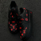 Hand Painted Black & Red Custom Air Force 1 Sneakers-shecustomize