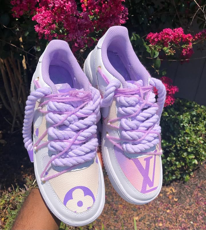 Hand Painted Custom Purple Air Force 1 Sneakers-shecustomize