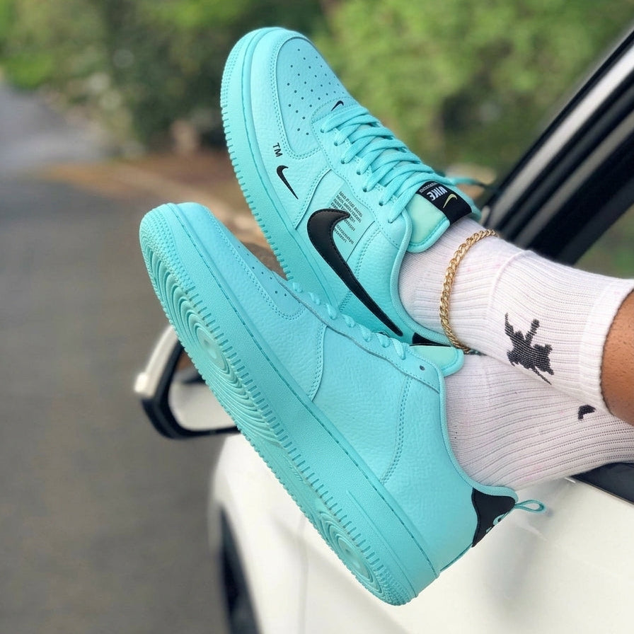 Light Blue Black Custom Air Force 1 Sneakers