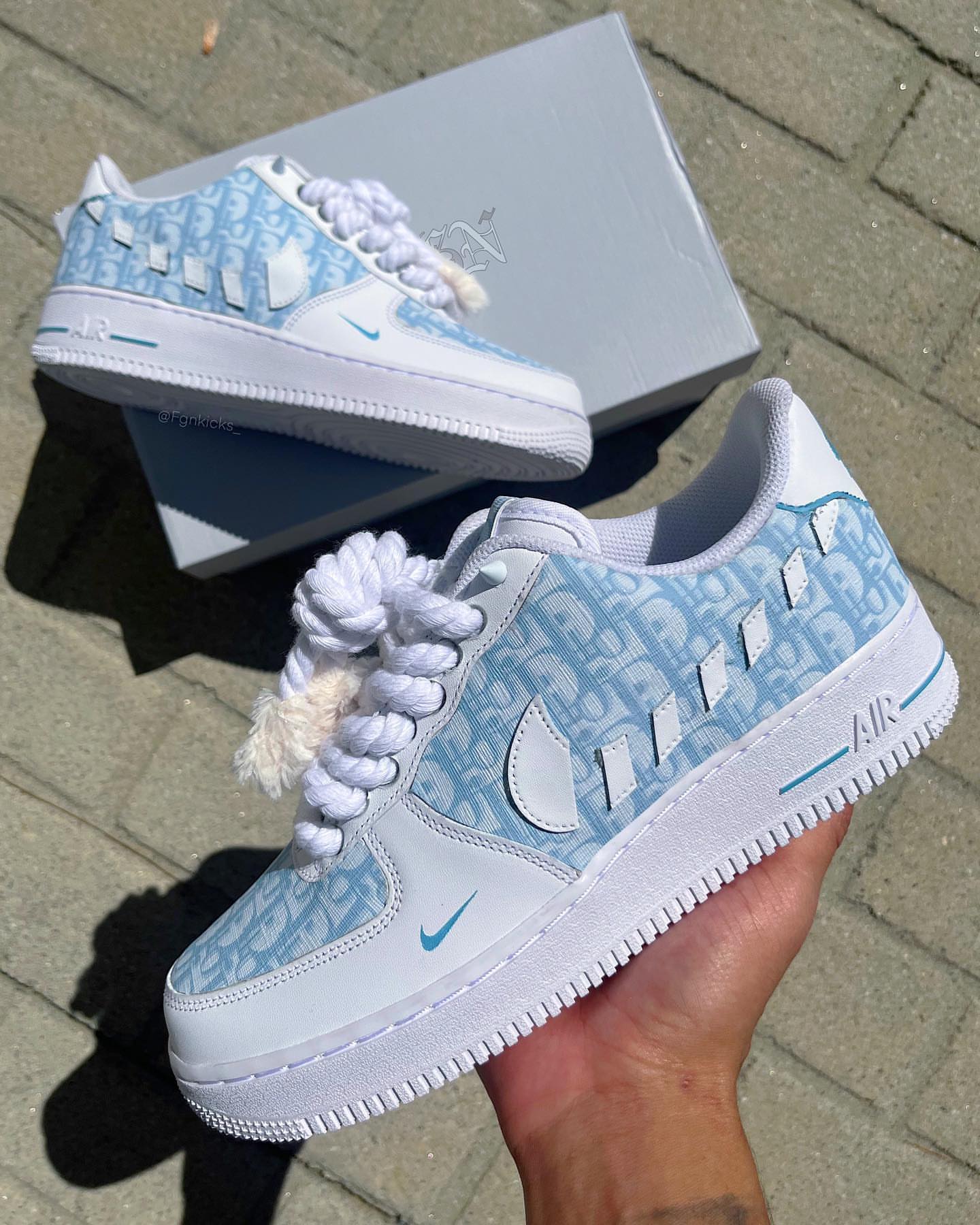 Hand Painted Light Blue Custom Air Force 1 Sneakers-shecustomize