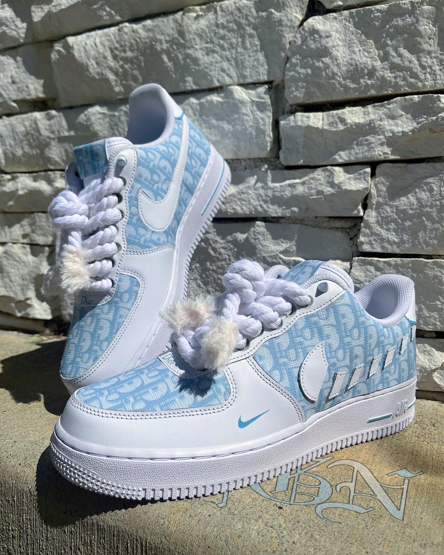 Hand Painted Light Blue Custom Air Force 1 Sneakers-shecustomize