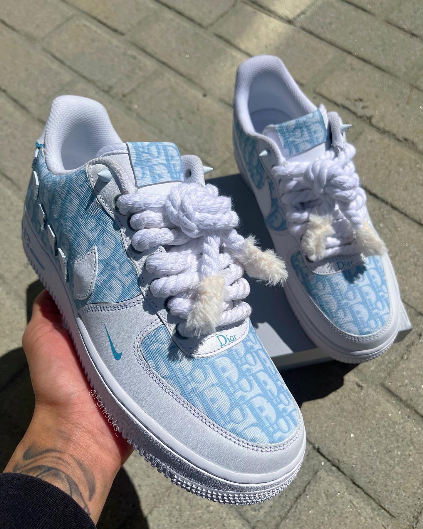Hand Painted Light Blue Custom Air Force 1 Sneakers-shecustomize