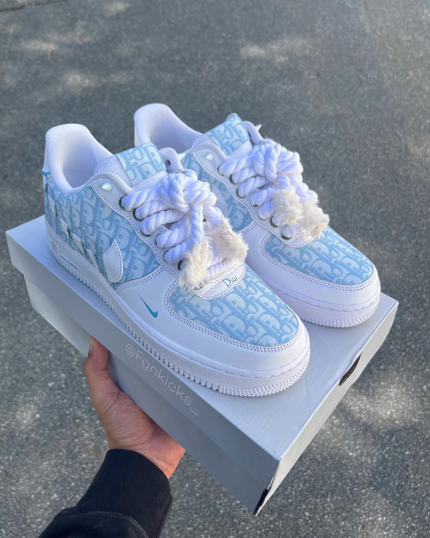 Hand Painted Light Blue Custom Air Force 1 Sneakers-shecustomize