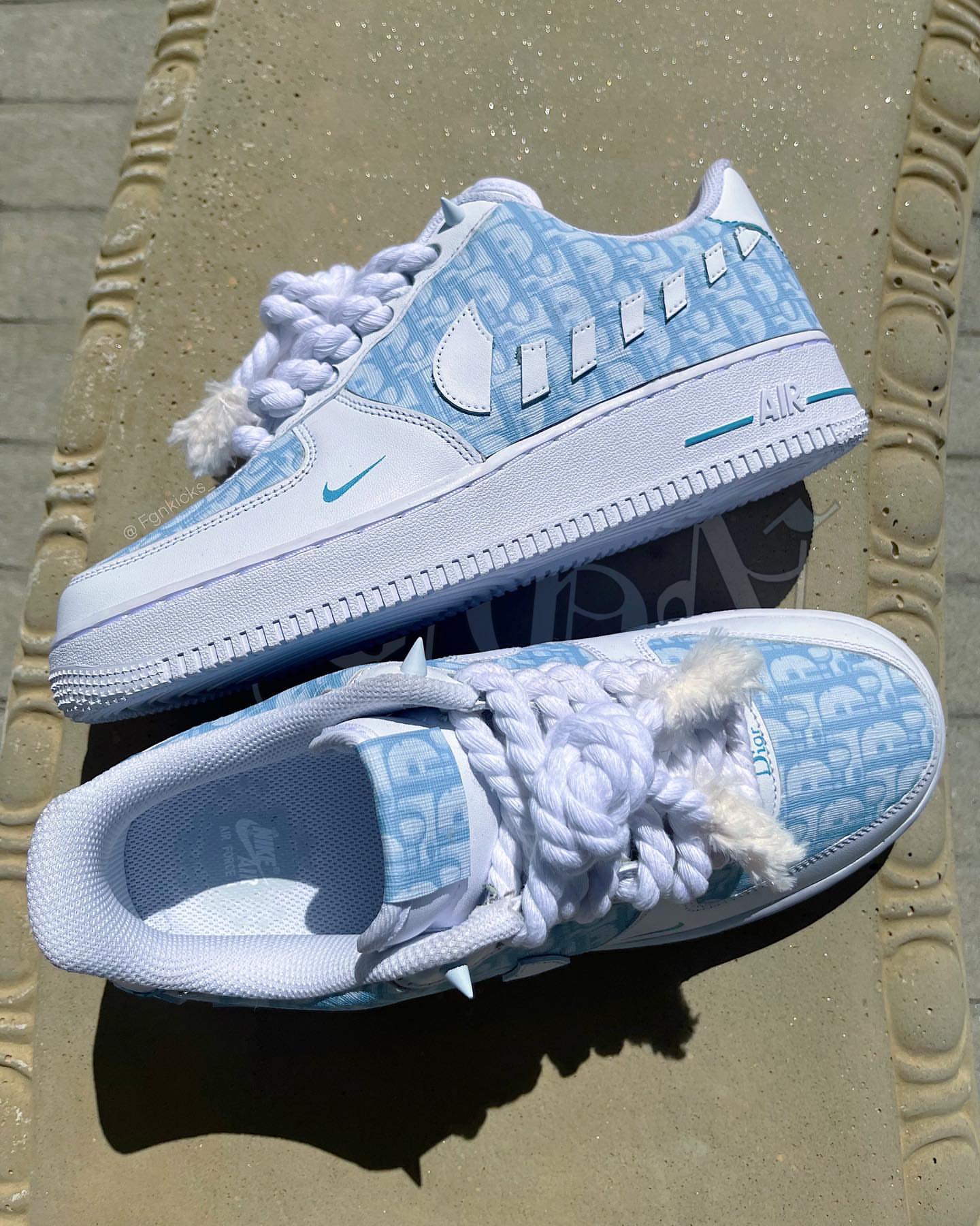 Hand Painted Light Blue Custom Air Force 1 Sneakers-shecustomize