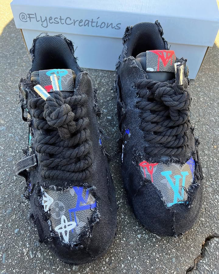 Hand Painted Distressed Black Custom Air Force 1-shecustomize